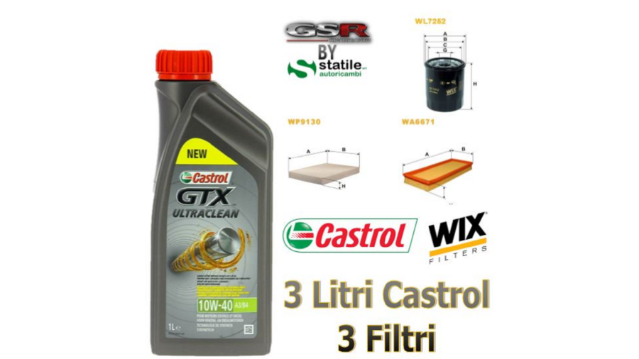 Kit Tagliando Fiat Punto II 2 188 1.2 16v 80cv 59kw Castrol 10w40